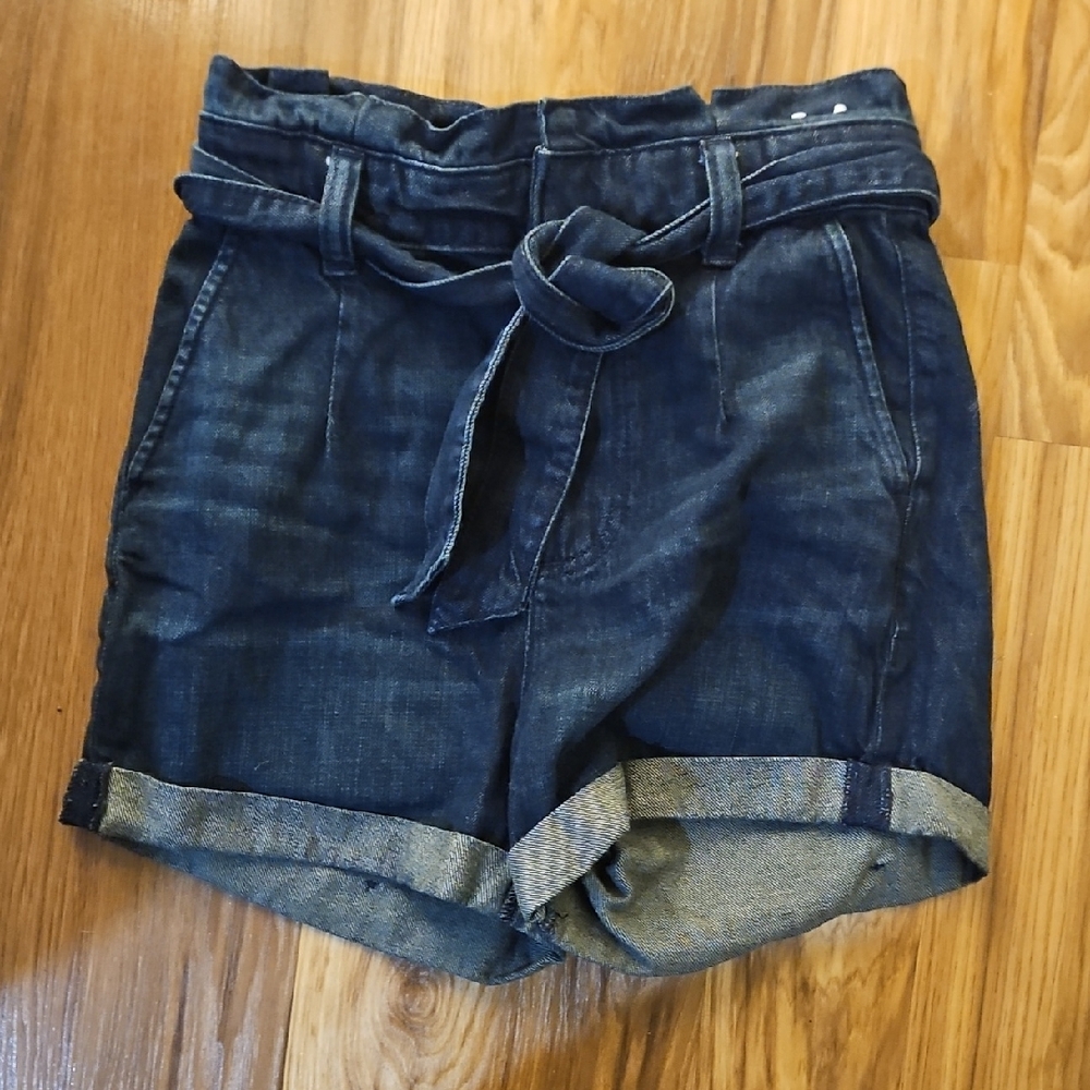 Express Dark Blue Jean Shorts with Tie Belt